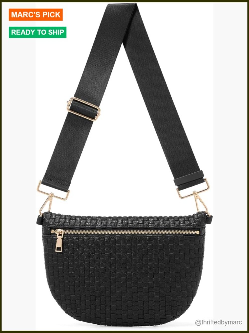 Woven Pu Crossbody Bag Adjustable Strap Water Resistant Travel Purse